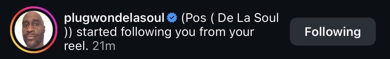 Posdnuos from De La Soul following Broadway The Lyricist from his reel